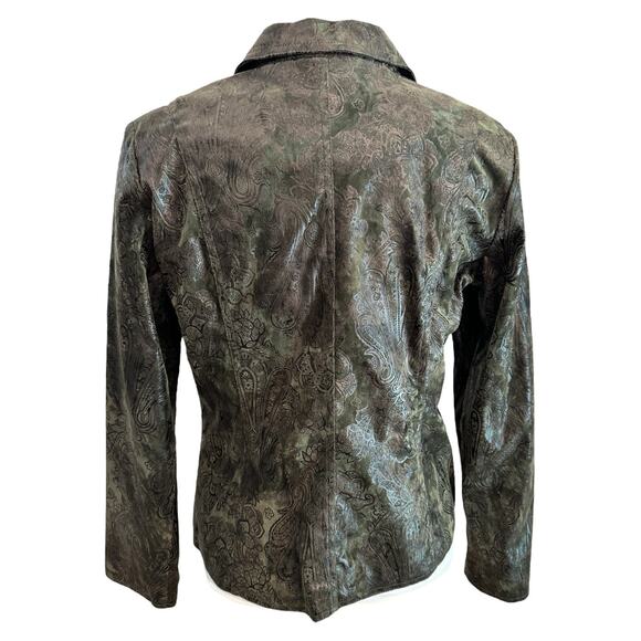 Chic Olive Patterned Women's Blazer - Picture 13 of 13